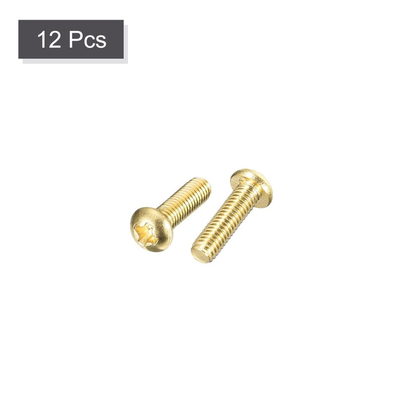 sourcing map Brass Machine Screws, M3x10mm Phillips Pan Head Fastener