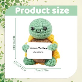 XcnPer Positive Turtle Crochet Animals, Crochet Animals Handmade Emotional Support Turtle, Motivational Desk Decor, for Young Adults with Encourage Card