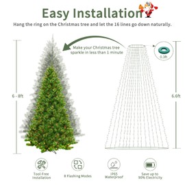 VIL Smart Christmas Tree Lights Indoor Outdoor, 6.6Ft 16 Line 400 RGB LED Multicolor Changing Xmas Lights with Music, Voice App Controlled Twinkle Fairy String Lights Work with Alexa(2.4GHz)