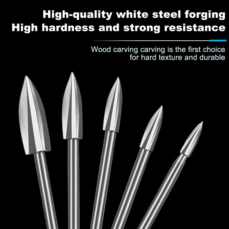 SIGANDG Engraving Drill Wood Carving Tool 5 Pieces HSS Engraving