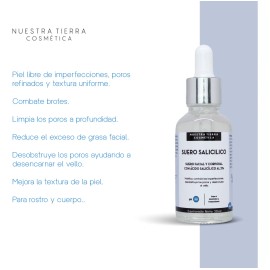 Suero De Ácido Salicílico 2% Matificante Anti-acné Limpiador Tipo de piel Mixta Nuestra Tierra Cosmética Ancestral