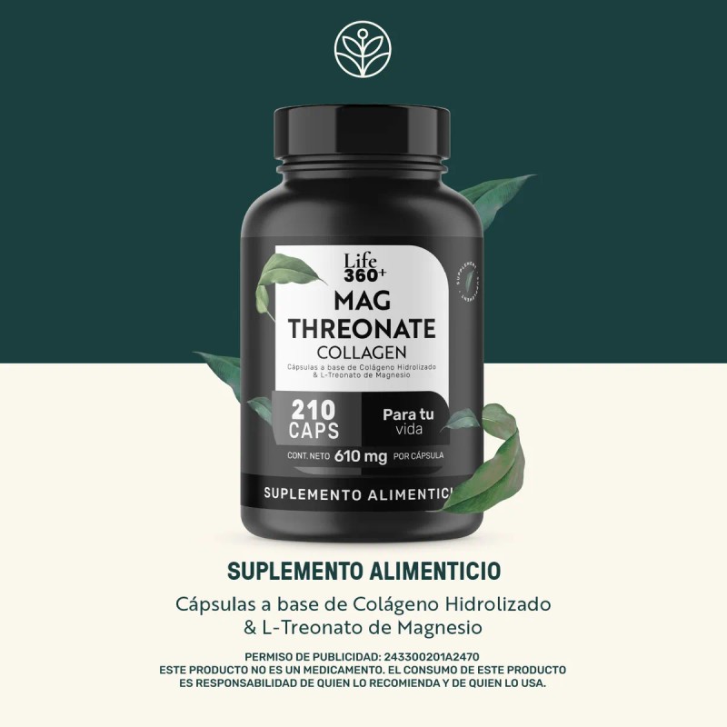 L-treonato De Magnesio Life 360+ Mag Threonate 210 Cápsulas A