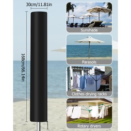 Goxiry Rotary Airer Protective Cover 168 x 30 x 30 cm Cover Rotary Airer 420D Oxford Rotary Airer Cover Winterproof UV Resistant Compatible with Leifheit, Brabantia, Vileda, Juwel Rotary Airer