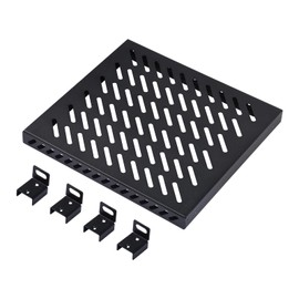 GeeekPi 0.5U Heavy Duty Server Rack Shelf for DeskPi RackMate T1/T0 and 10 inch Server Rack or Network Cabinet, Perforated Design, 25 kg Load Capacity, Black
