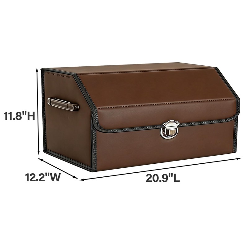 Car Trunk Organizer Leather Storage Box with Lid for Trunk