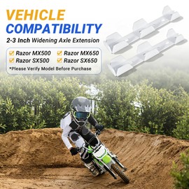 2-3 Inch Swing Arm Extension, Fit for Razor MX650 MX500 SX500 - Replace 2''-3'' Inch Widening Axle Swingarm Extension Handle, 2 Pcs, White