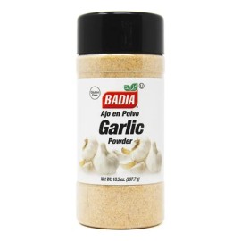Ajo en Polvo Badia de 297.7g, Puro y Sin Gluten, Sazonador Kosher para Cocina Profesional y Casera