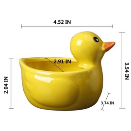chenwen Cute animal shaped planter flower pot duck shape small succulent pots with drainage ceramic animal planter, indoor plant container planter with drainage hole home office desk(Duck-Yellow)