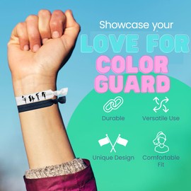 SportyBella Color Guard Hair Tie Set – 6pc No-Crease Hair Accessories with Logo & Silhouette Bands – White, Purple, Black, Chevron