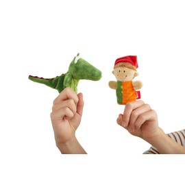 SIGIKID Finger Puppet Kasperl, Plush Doll for Sticking On Your Fingers, Role Play, Telling Stories, Play, for Children from 6 Months, Item No. 43001, Multi-Colour, 10 cm