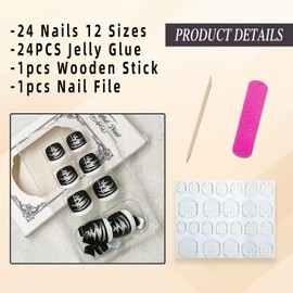 Jremg Christmas Press on Toenails Short Square Fake Toenails with White Christmas Tree Glitter Designs Black Winter Xmas False Toenails Glossy White French Tip Acrylic Toenails for Women Girls 24Pcs