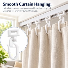 Curtain Track Gliders for Curtain Rails – 20PCS Plastic Hooks with 34mm Head for Home Curtain Track Setup