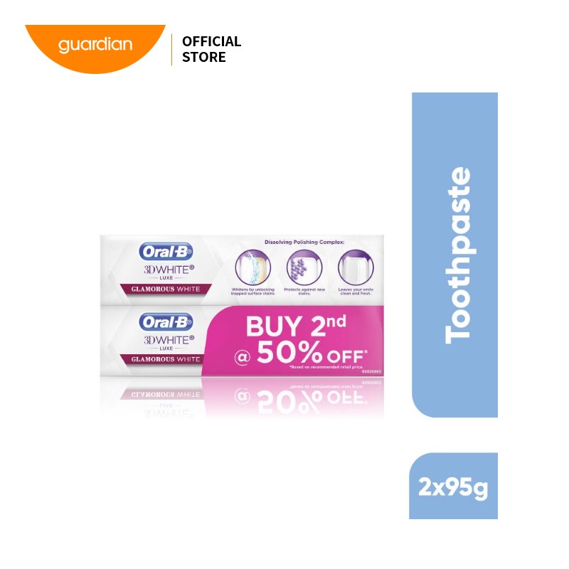 Oral-B 3D White Luxe Glamorous White 95G (Pack Of 2)