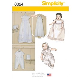 Simplicity Baby Sewing Pattern 8024 Christening Gown & One Piece Suit