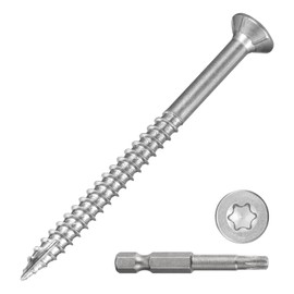 METALLIXITY Deck Screws (#10x2-1/2) 100Pcs, 410 Stainless Steel Wood Screw Decking Screws with T25 Torx Drive Head - for Wood Fence, Table, Chairs, Silver