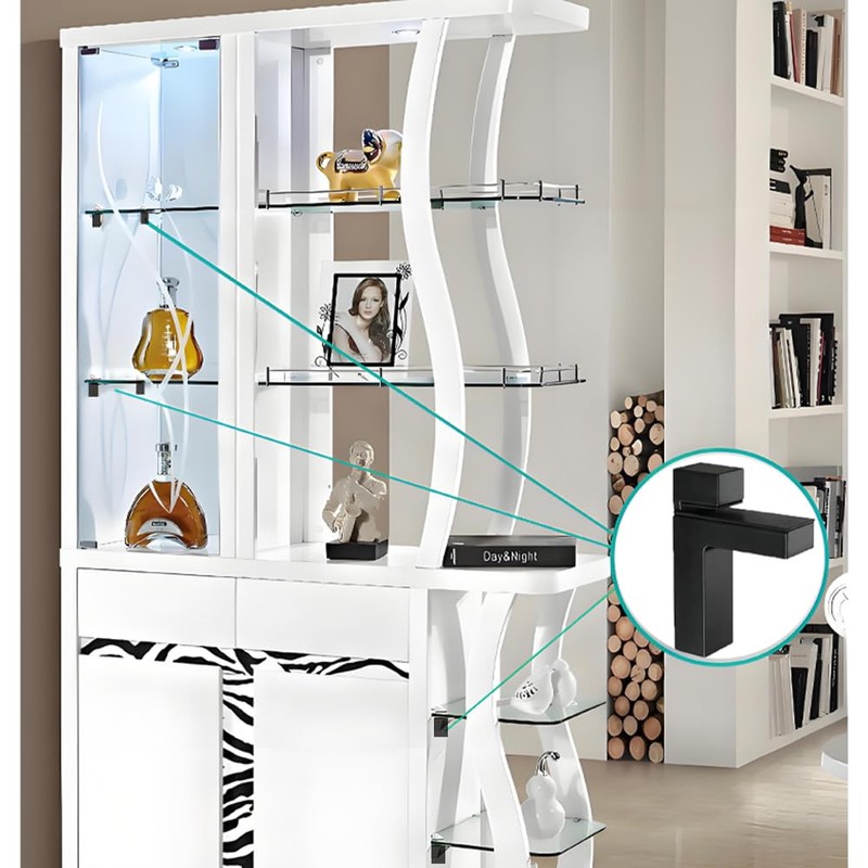 TEYOUQU 2 Piece Adjustable Wood Glass Shelf Bracke F Type