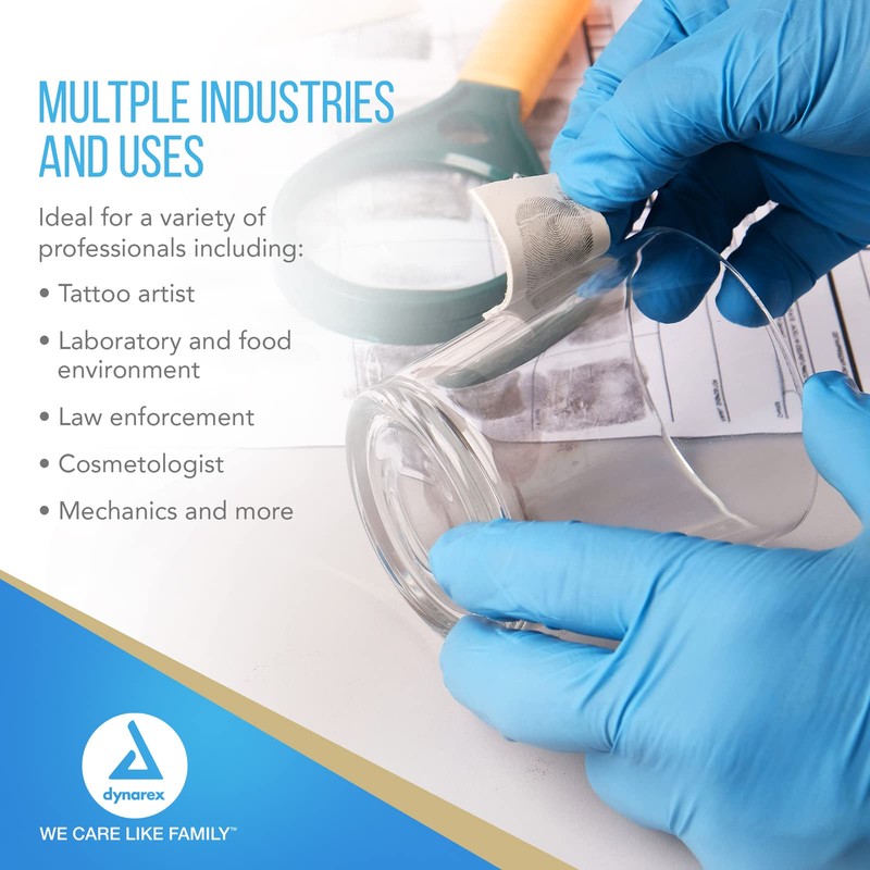 Dynarex Safe-Touch Disposable Nitrile Exam Gloves, Powder-Free, Latex-Free, Touchscreen Friendly