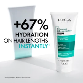 Vichy Dercos Oil Correct Hair & Scalp Conditioner with Zinc PCA & Silica. Results in clean scalp, bouncy & airy hair & roots. Hypoallergenic, Dermatologist Recommended, 200ML