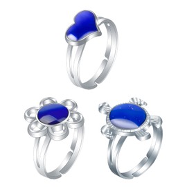 BEIBXHQQ 3 Pieces Color Changing Rings, Mood Rings, Adjustable Rings, Girls Rings, Creative Design Rings, Fun Rings, Color Changing Mood Rings, Metal Rings
