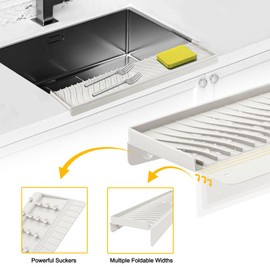 TIKNIK Kitchen Sink Splash Guard with Suction Cup, Silicone Sink Edge Protector Water Splash Guard, 4" X 20" DIY Adjustable Sink Splash Guard for Kitchen Stainless Steel/Granite/Quartz (Beige)