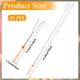 36PCS Marshmallow Roasting Sticks Bulk, 32 Inch Long Extendable Forks Smores Skewers for Smores Hot Dog Fire Pit Skewers Accessories Campfire Marshmellow Cooking Camping