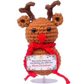 Mwmoeen Pocket Hug Positive Kartoffel, Weihnachten Positive Gestrickt Elch, Spaß gestrickt Santa und Schneemann, Geschenk für Weihnachten, Mutmacher Geschenk, Weihnachtsdekorationen