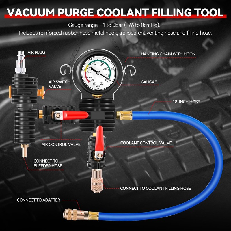 Auto Dynasty 28pcs Radiator Pressure Tester & Vacuum Type Cooling
