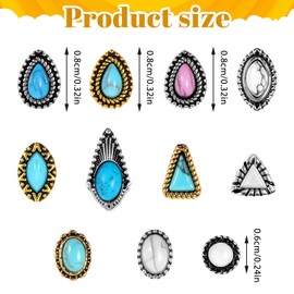 30Pcs Western Nail Charm, Vintage Turquoise Nail Ornaments, 3D Retro Art Rhinestone Nail Accessories for Acrylic Nails Women DIY Decorations Craft Supplies