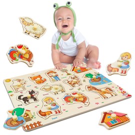 Wooden Puzzles for 1 2 3 Year Olds, Wooden Puzzles Educational Learning Kids Toys for Birthday, Christmas, Easter Children's Day Girls and Boys and Gifts (Farm)