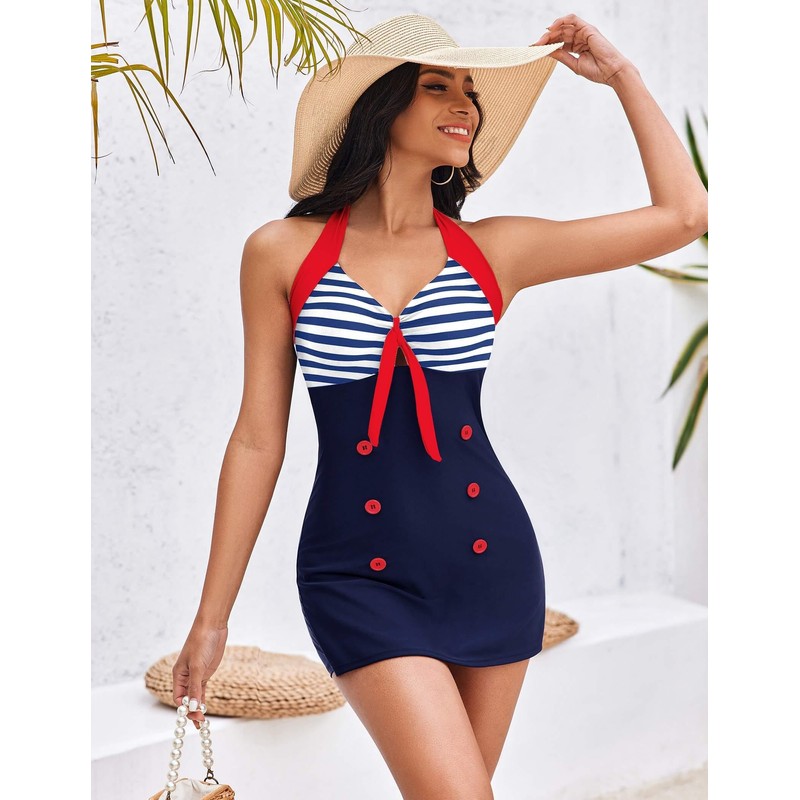 Ekouaer - Traje de baño de una pieza para mujer,