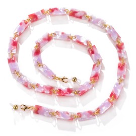 kkjoy Acrylic Glasses Chain Non-Slip Colourful Squares Beach Holiday Sunglasses Holder Strap Glasses Strap Glasses Holder Cord for Women Men, Pastel Purple, Unit size