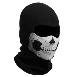 COD Ghost Mask Skull Balaclava MW2 Skeleton Costume Full Head Ski Snood Mask Knitted Windproof Warmer Headwear for Bike Skateboard Motorcycle Snowboard Outdoor Sport, Black