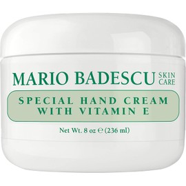 Mario Badescu Crema de manos especial con vitamina E para hombres y mujeres, órmula no grasa, ligera y de rápida absorción para peil seca y agrietada, 236 ml