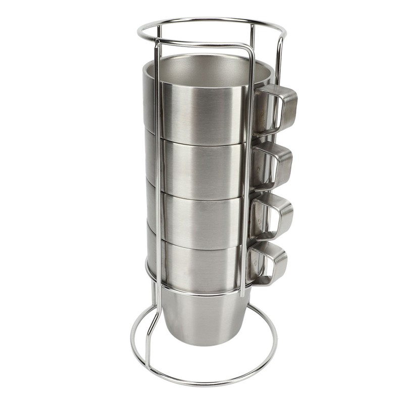 4PCS Camping Double Layer Cups Stainless Steel Food Grade Plastic