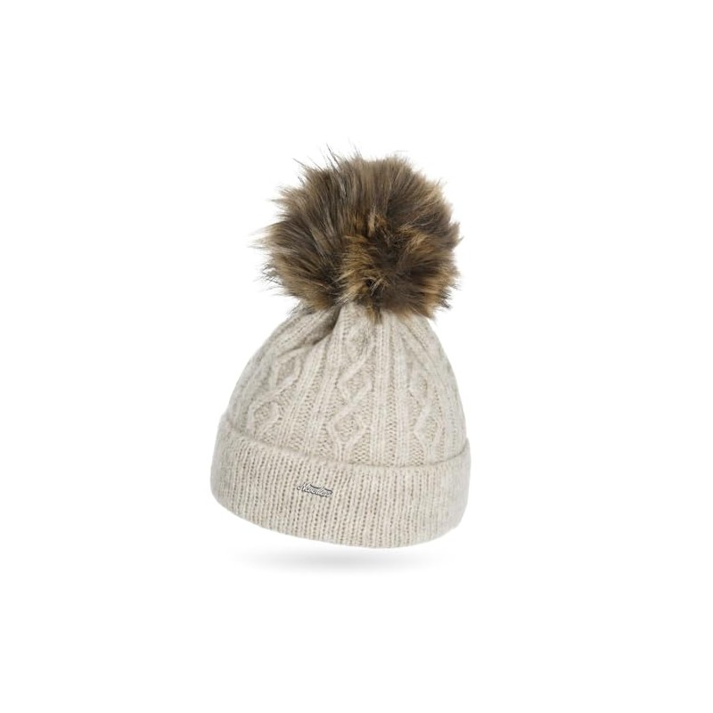Neverless® Women's Knitted Hat without Lining Fur Pom Faux Fur