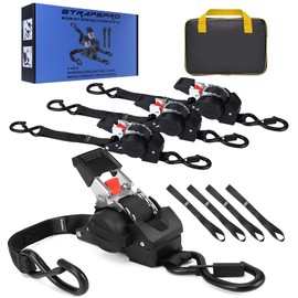 Retractable Ratchet Straps, 1763lb Break Strength Heavy Duty Auto Self Retracting Ratchet Strap with Soft Loops, 1 Inch x 10 Feet Tie Down Straps Easy Retract for Motorcycle Truck Securing Cargo, 4PK