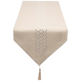 SANLEHAUSE Table Runner Beige Modern 40 x 270 cm, Tablerunner Modern, Table Runner Linen for Table Decor Hollow, Machine Washable, Solid Color, for Dining Tables, TV cabinets, kitchens, Rooms