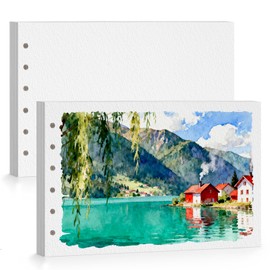 Lightwish Watercolor Paper Refill, 2 Pack 40 Sheets Total - 100% Cotton Acid-Free 300gsm/140lb A5 Landscape Format, Cold Press Texture - Compatible with Lightwish A5 Watercolor Sketchbook （5.8*8.2in)