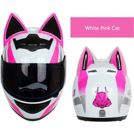 Ever TA Cat Ear Off-Road ATV Motorcycle Helmet, Unisex-Adult Dirt Bike Full Face Helmet DOT/ECE Certified Vintage Motocross Jet Helmet for Racing Scooter Moped Chopper (Color : C, Size : L=57-59CM)