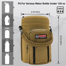 NATURE PIONEOR Insulated Water Bottle Holder with Shoulder Strap for One Gallon 128OZ Sports Water Jugs Bottles, Carrier/Pouch Sleeve for Outdoor Camping, Hiking,Gym