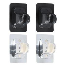 FRAMAD 4 PCS Shower Head Holder Wall Mount, Adhesive Handle Hose Sprayer Black Silver