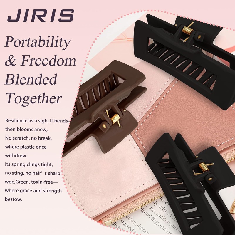 JIRIS Soft Silicone Flexible 2PCS 4.13in Hair Claw Rectangle Bendable