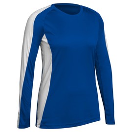 Champro Women's Triumphant Long Sleeve Adult Volleyball Jersey, Royal, White, Medium