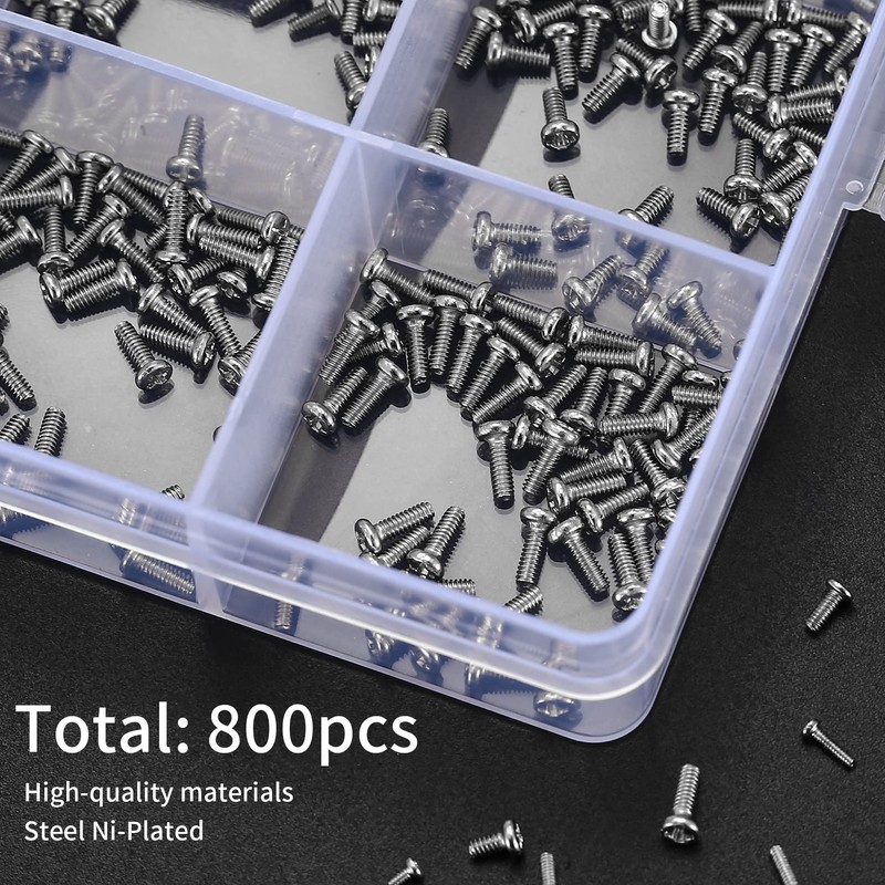 woshilaoDS 800Pcs Tiny Screws for Electronics, Micro Small Pan Head