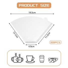 HOTUT 100 Pcs Coffee Filter Paper, Size 103, Coffee Filters Cones Shaped, for Filter Coffee Makers, 4-7 Cups, White