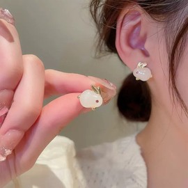 Yienate Gold Rabbit Bunny Studs Earrings Easter Gem Stone Bunny Earrings Wedding Brial Crystal Animal Rabbit Earrings Cute Opal Bunny Stud Earrings Jewelry for Women and Girls