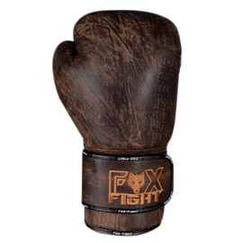 FOX-FIGHT Legend Boxing Gloves Genuine Leather Boxing Kickboxing Muay Thai Training Sparring 14 oz Brown