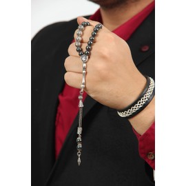 Personalisierte Tesbih mit Namensgravur - Handgefertigte islamische Gebetskette mit 33 Perlen, perfektes Geschenk für Männer und Frauen