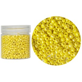 Bala&Fillic Opaque Light Yellow Pearl Color Loose 4mm Glass Seed Beads About 1400pcs/110g in Box 6/0 Glass Craft Seed Beads for Jewelry Making (Light Yellow Pearl)