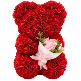 Rose Teddy Bear for Romantic Gifts – Artificial Rose Bouquet Keepsake for Birthdays, Anniversaries & Special Occasions